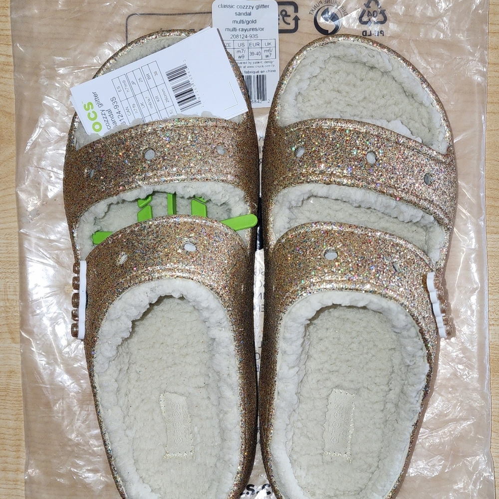 CLASSIC CROCS COZZZY GLITTER SANDAL NWT